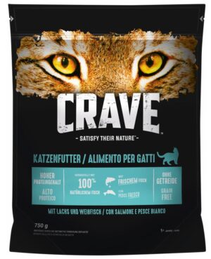 Crave Adult mit Lachs und Weissfisch Katzenfutter 750 g