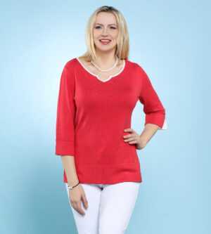 Feinstrick-Pullover mit Double-Face-Saum 34/36 lachs