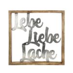 GILDE Dekohänger GILDE Wandobjekt XXL Lebe Liebe Lache - naturfarben-silber - H. 60cm x B. 60cm