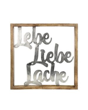 GILDE Dekohänger GILDE Wandobjekt XXL Lebe Liebe Lache - naturfarben-silber - H. 60cm x B. 60cm