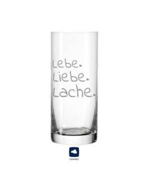 KS Laserdesign Longdrinkglas Leonardo Glas mit Gravur '' Lebe, Liebe, Lache '' - Geschenke für Frauen & Männer, beste Freunde & Freundinnen, Geburtstag, Weihnachten, Lieblingsmensch, Wasserglas, Trinkglas, TEQTON Glas, Lasergravur