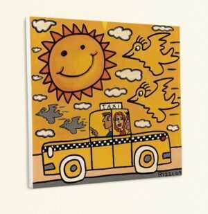 Kunstdruck Hello Yellow Sonne Lachen Gelb Vögel Taxi Plakat Rizzi Platte 119, (1 St)