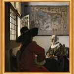 Kunstdruck Officer and Laughing Girl Jan Vermeer Landkarte Lachen Frau B A3 02467, (1 St)