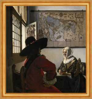 Kunstdruck Officer and Laughing Girl Jan Vermeer Landkarte Lachen Frau B A3 02467, (1 St)