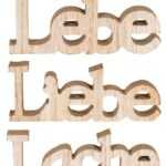 Levandeo® Deko-Schriftzug, 3er Set Schriftzug Holz Lebe Liebe Lache Braun Aufsteller Deko