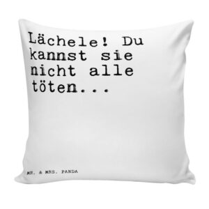 Mr. & Mrs. Panda Dekokissen Lächele! Du kannst sie... - Weiß - Geschenk, Lachen Aggression Wut, S