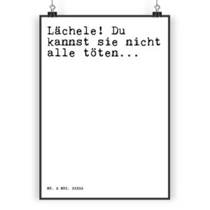 Mr. & Mrs. Panda Poster DIN A3 Lächele! Du kannst sie... - Weiß - Geschenk, Lachen Aggression, Sprüche und Zitate (1 St)