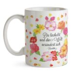 Mr. & Mrs. Panda Tasse Du Lächelst - Geschenk, positive Botschaft, Lachen Spruch, Outdoor, W, Keramik