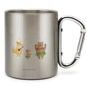 Mr. & Mrs. Panda Tasse Waldtiere Aloha - Transparent - Geschenk, Tiermotive, Karabiner, Lach, Edelstahl