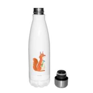 Mr. & Mrs. Panda Thermoflasche Eichhörnchen Blume - Weiß - Geschenk, Tiere, Lachen, Thermos, lustige