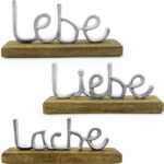 NOOR LIVING Deko-Schriftzug Lebe, Liebe, Lache (3 St), aus Holz und Aluminium