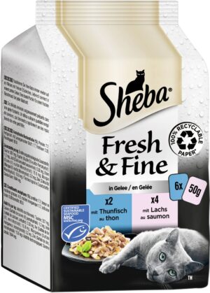 Sheba Fresh & Fine in Gelee mit Thunfisch & Lachs Katzenfutter 6 x 50 g