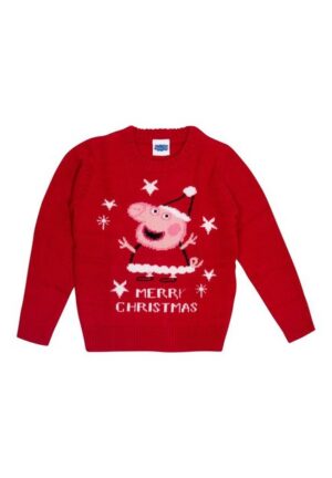 United Labels® Weihnachtspullover Peppa Wutz Weihnachtspullover für Kinder Ugly Christmas Sweater Rot