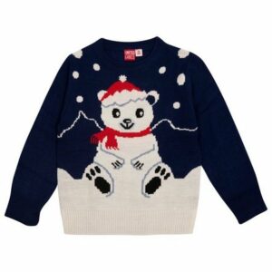 United Labels® Weihnachtspullover Weihnachtspullover für Kinder - Eisbär Ugly Christmas Sweater Blau