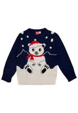 United Labels® Weihnachtspullover Weihnachtspullover für Kinder - Eisbär Ugly Christmas Sweater Blau