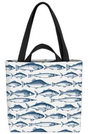 VOID Henkeltasche (1-tlg), Nordsee Fische Muster Meeresfrüchte Forelle Lachs Hecht Makrele Küste