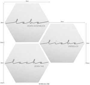 Wall-Art Alu-Dibond-Druck Lebe, Lache, Liebe, (Set)