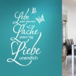 Wandtattoo Zitat "Lebe... Lache... Liebe..." + Schmetterlinge & Blumen W892