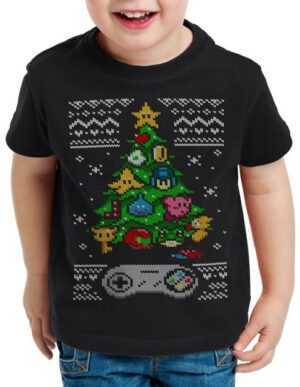 style3 Print-Shirt Kinder T-Shirt 16-Bit Ugly Sweater x-mas pulli weihnachtsbaum