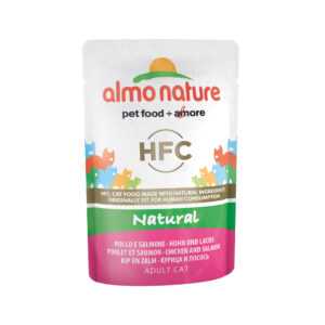 Almo Nature HFC Natural Katzenfutter - Dosen - Huhn & Lachs - 24 x 55 g