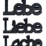 Levandeo® Deko-Schriftzug, 3er Set Schriftzug Lebe Liebe Lache Schwarz MDF Holz Deko Aufsteller