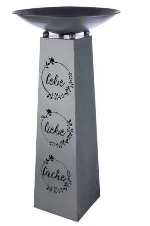 GILDE Dekosäule Metall Schalenständer "Lebe Liebe Lache" - Antik Grau Höhe 102cm (1 St)