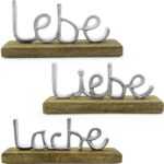 NOOR LIVING Deko-Schriftzug "Lebe, Liebe, Lache", aus Holz und Aluminium