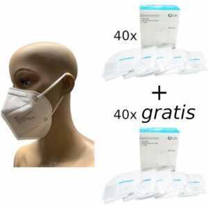 40x FFP2 LXD Mundschutz + 40x gratis Feinstaubmaske weiß Atemschutzmaske CE1463