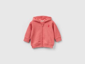 Benetton, Sweatshirt Aus Bio-baumwolle Mit Kapuze, größe 56, Lachs, unisex