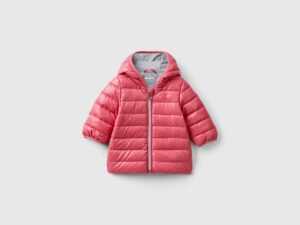 Benetton, Wattierte Jacke Mit Ohren, größe 82, Lachs, unisex