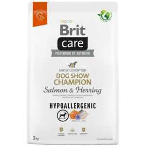 Brita - brit Care Hypoallergener Show-Champion für ausgewachsene Hunde, Lachs & Hering - Trockenfutter für Hunde - 3 kg