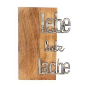 GILDE Bild GILDE Wandobjekt Lebe, Liebe, Lache - natur-silber - H. 45cm x B. 32cm