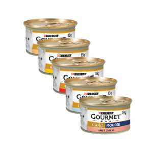 Gourmet Gold Mousse - Huhn, Lachs, Nieren, Kaninchen - 8 x 85 g