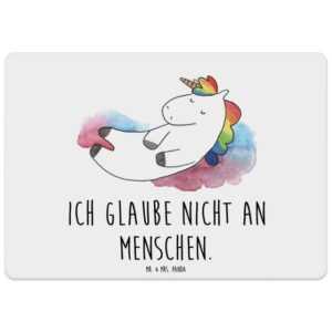 Platzset, Einhorn Wolke 7 - Weiß - Geschenk, Platzset, Tischuntersetzer, Läche, Mr. & Mrs. Panda, (1-St)