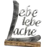 formano Dekofigur Schriftzug Lache Liebe Lebe aus Aluminium / Mango 32 cm