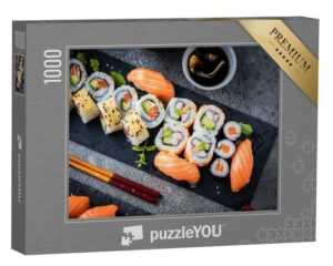 puzzleYOU Puzzle Japanisches Essen: Sushi mit Lachs, Thunfisch, 1000 Puzzleteile, puzzleYOU-Kollektionen Asiatisches Essen