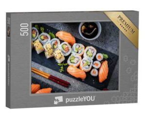 puzzleYOU Puzzle Japanisches Essen: Sushi mit Lachs, Thunfisch, 500 Puzzleteile, puzzleYOU-Kollektionen Asiatisches Essen