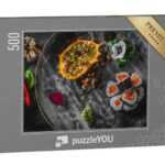 puzzleYOU Puzzle Maki mit Lachs, Früchten und Dekorationen, 500 Puzzleteile, puzzleYOU-Kollektionen Sushi