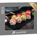 puzzleYOU Puzzle Regenbogen-Sushi-Rolle mit Lachs und Avocado, 1000 Puzzleteile, puzzleYOU-Kollektionen Sushi, Küche, Essen und Trinken