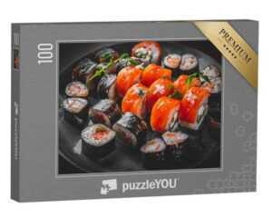 puzzleYOU Puzzle Sushi-Rolle mit Lachs, Avocado, Gurke, Reis, 100 Puzzleteile, puzzleYOU-Kollektionen Sushi, Asiatisches Essen