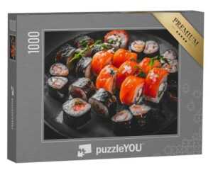 puzzleYOU Puzzle Sushi-Rolle mit Lachs, Avocado, Gurke, Reis, 1000 Puzzleteile, puzzleYOU-Kollektionen Sushi, Asiatisches Essen