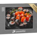 puzzleYOU Puzzle Sushi-Rolle mit Lachs, Avocado, Gurke, Reis, 500 Puzzleteile, puzzleYOU-Kollektionen Sushi, Asiatisches Essen