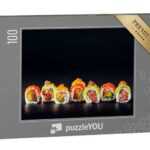 puzzleYOU Puzzle Sushi-Rollen mit rotem Kaviar, Lachs, Thunfisch, 100 Puzzleteile, puzzleYOU-Kollektionen Sushi