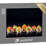 puzzleYOU Puzzle Sushi-Rollen mit rotem Kaviar, Lachs, Thunfisch, 1000 Puzzleteile, puzzleYOU-Kollektionen Sushi