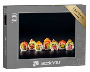 puzzleYOU Puzzle Sushi-Rollen mit rotem Kaviar, Lachs, Thunfisch, 1000 Puzzleteile, puzzleYOU-Kollektionen Sushi