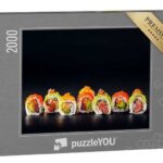 puzzleYOU Puzzle Sushi-Rollen mit rotem Kaviar, Lachs, Thunfisch, 2000 Puzzleteile, puzzleYOU-Kollektionen Sushi