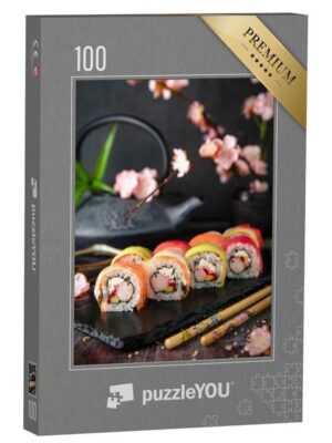 puzzleYOU Puzzle Sushi mit Lachs, Thunfisch, Garnele, Frischkäse, 100 Puzzleteile, puzzleYOU-Kollektionen Sushi