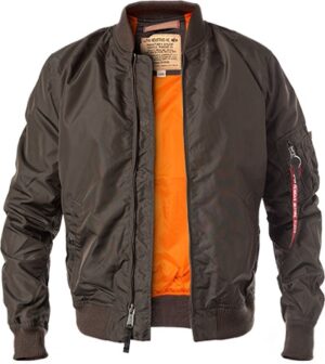 ALPHA INDUSTRIES Herren Blouson braun Mikrofaser unifarben