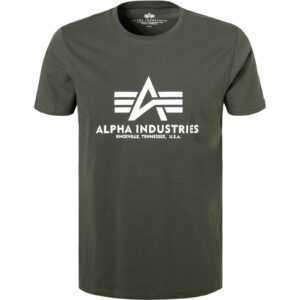 ALPHA INDUSTRIES Herren T-Shirt grün Baumwolle