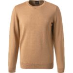 BOSS Black Herren Pullover beige Schurwolle unifarben